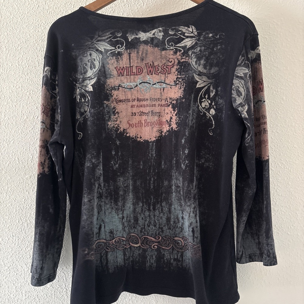 Vintage Mona Lisa Buffalo Bill's Wild West Women's XL Shirt USA Bling Western - Picture 10 of 16